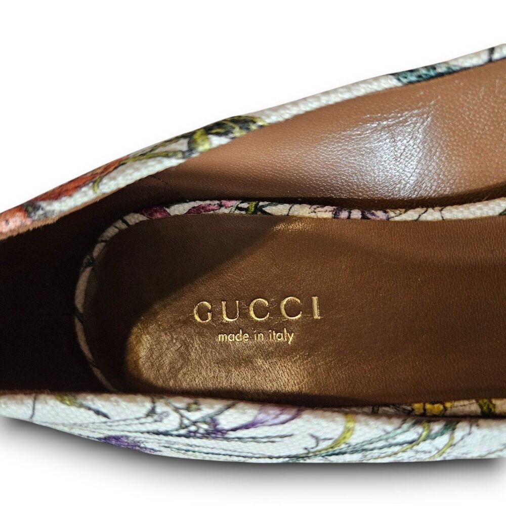 Gucci Flora Horsebit Canvas Espadrille Peep Toe Wedges Size EU 36 / US 5.5 - Picture 10 of 14
